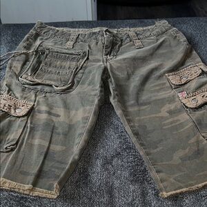 Miss Me Olive Cargo Shorts